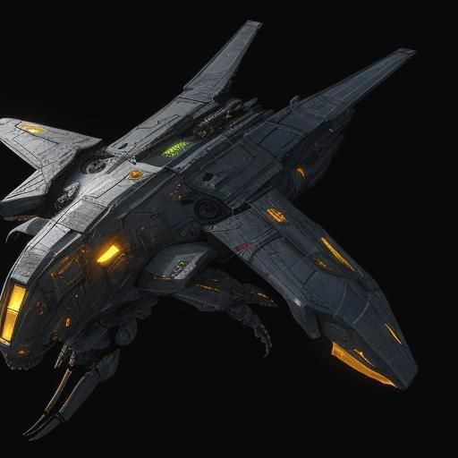 Scorpion Spaceship in Orange Chrome: Detailed Matte Painting