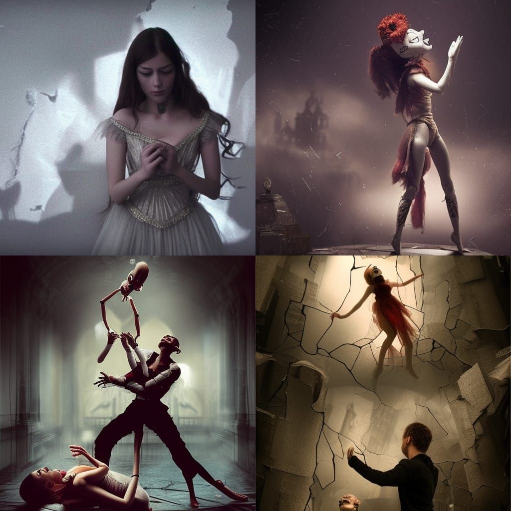Puppeteer's Cruel Dance: A Cinematic Digital Painting