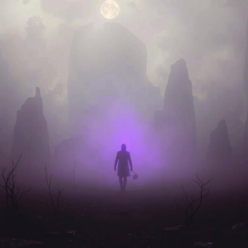 Ethereal Ghostly Figure in Dark Gothic Landscape
