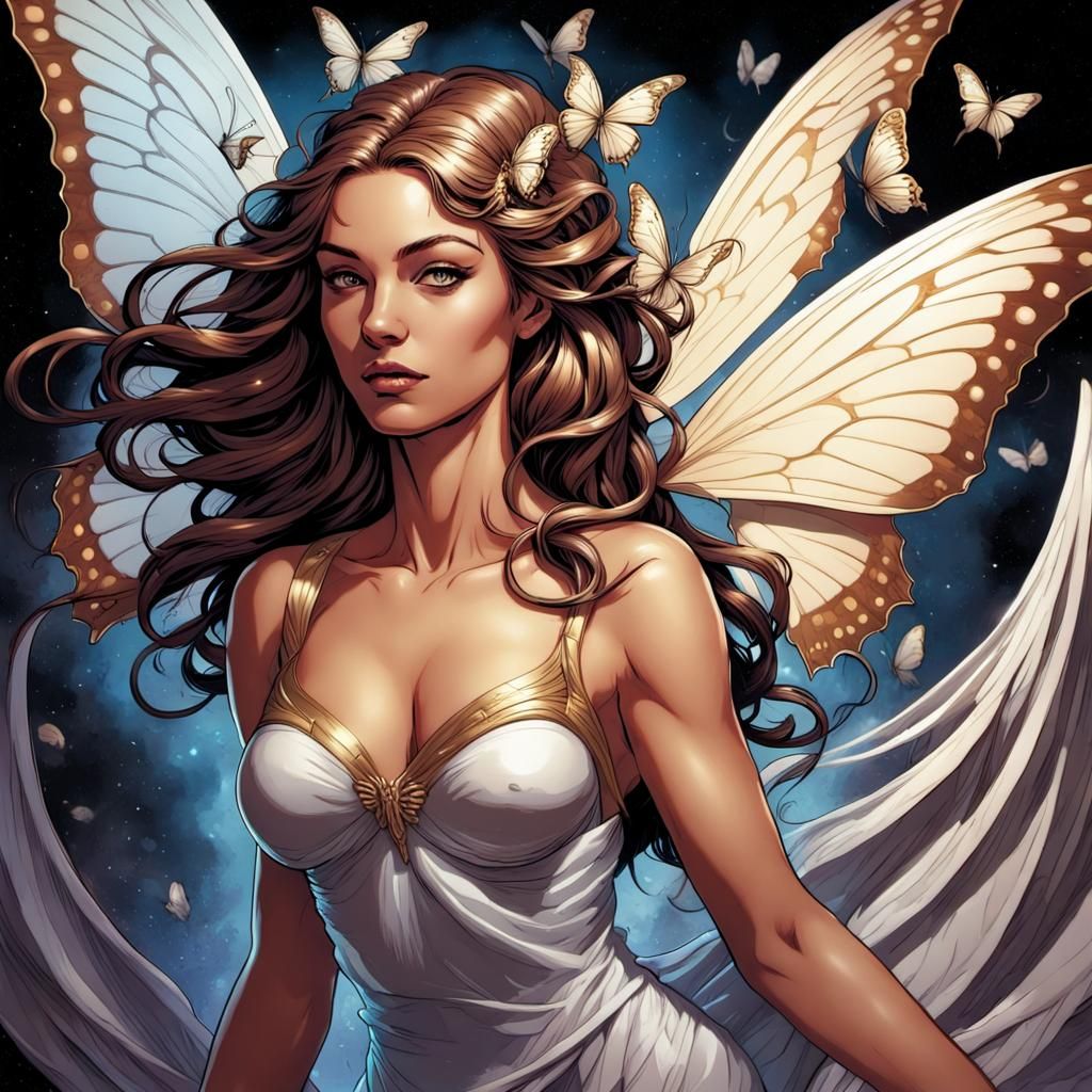 Psyche with Butterfly Wings: Comic Book Art