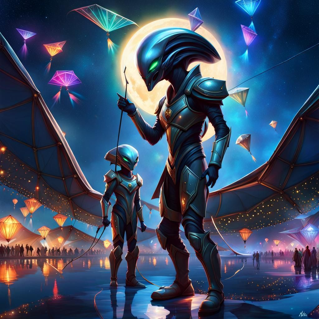 Alien Kite Festival Under Starry Skies