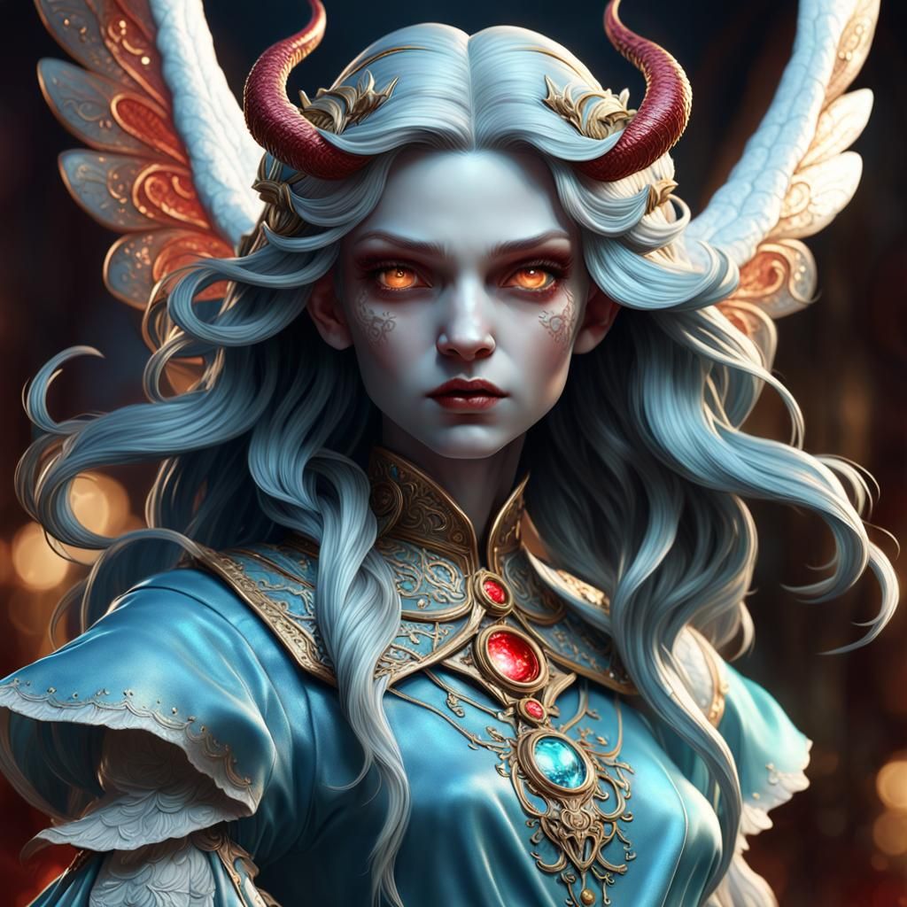 Porcelain Lucifer Doll Portrait in Art Nouveau Style