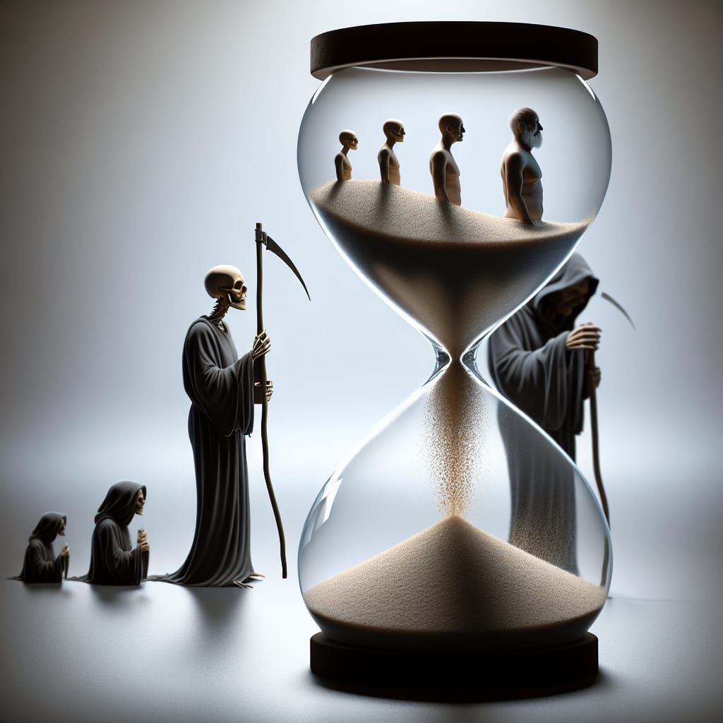 Surreal Mortality Reckoning in an Hourglass