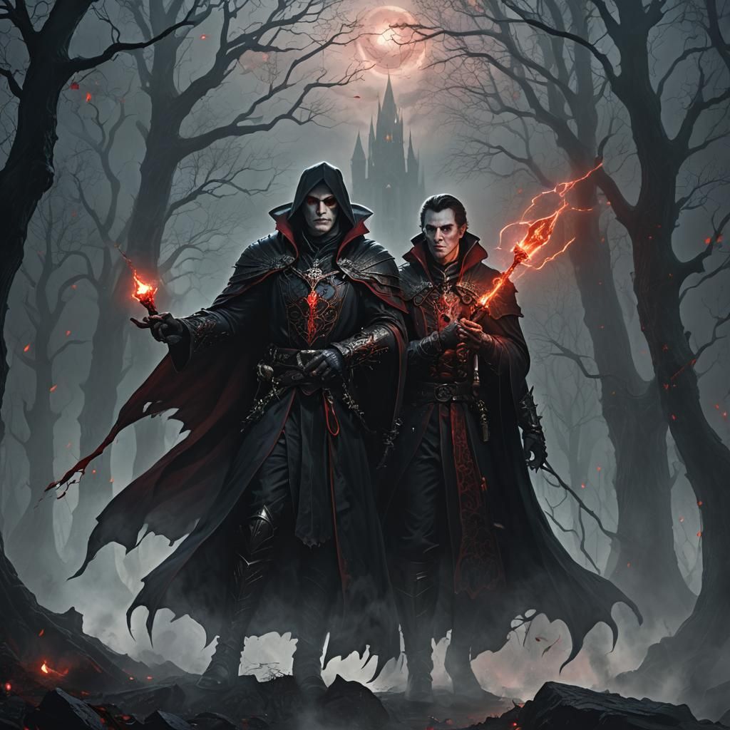 Dark Vampire Cleric in Gothic Armor Concept Art