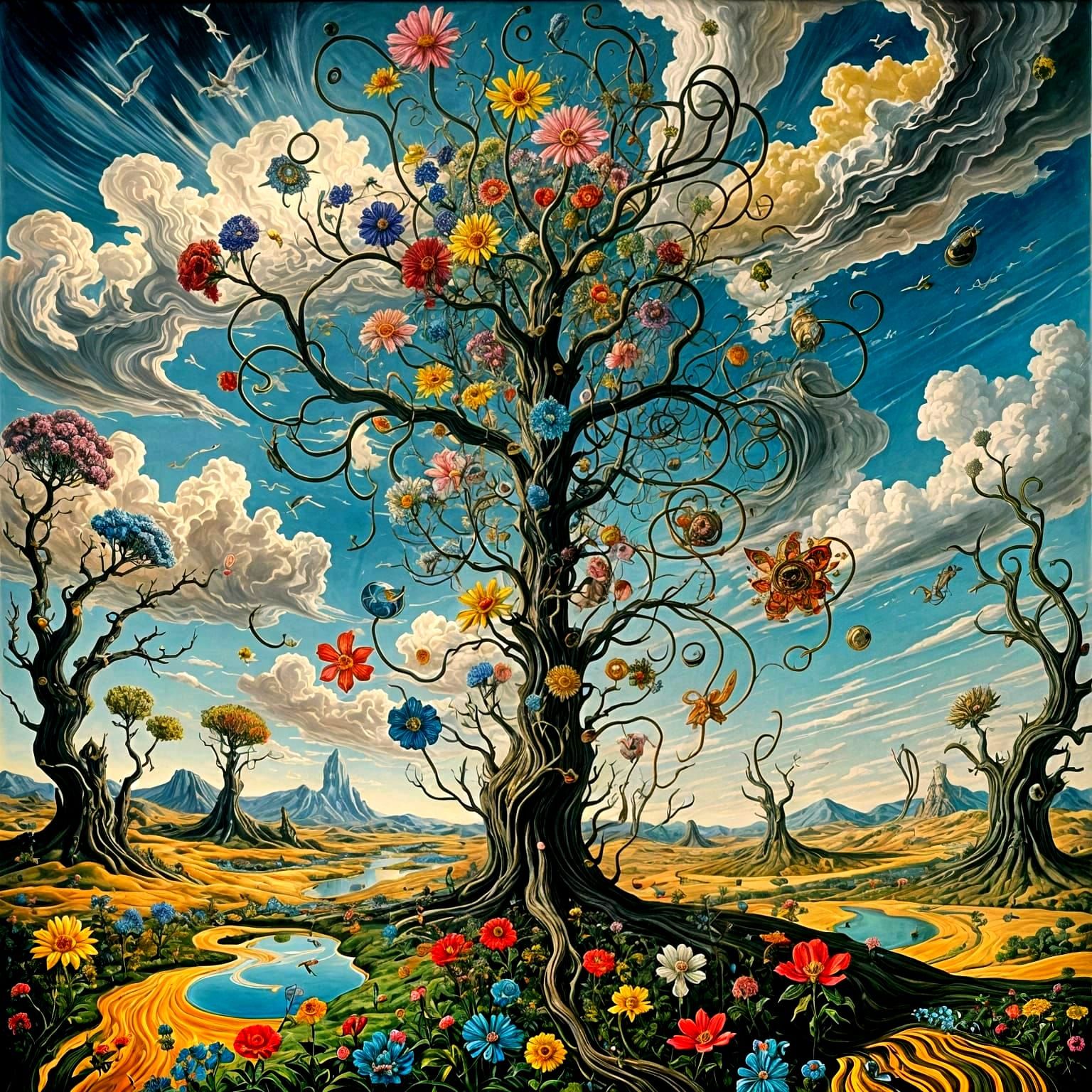 Surreal Landscape with Elastic Flora, Salvador Dali Style