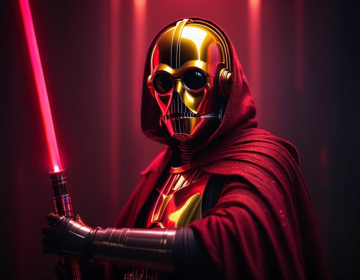C3PO as Sith Lord in Neon Style