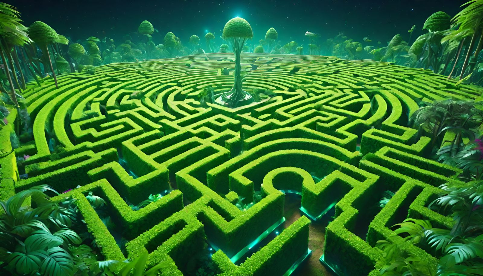 Psychedelic Jungle Maze in a Trippy Wonderland