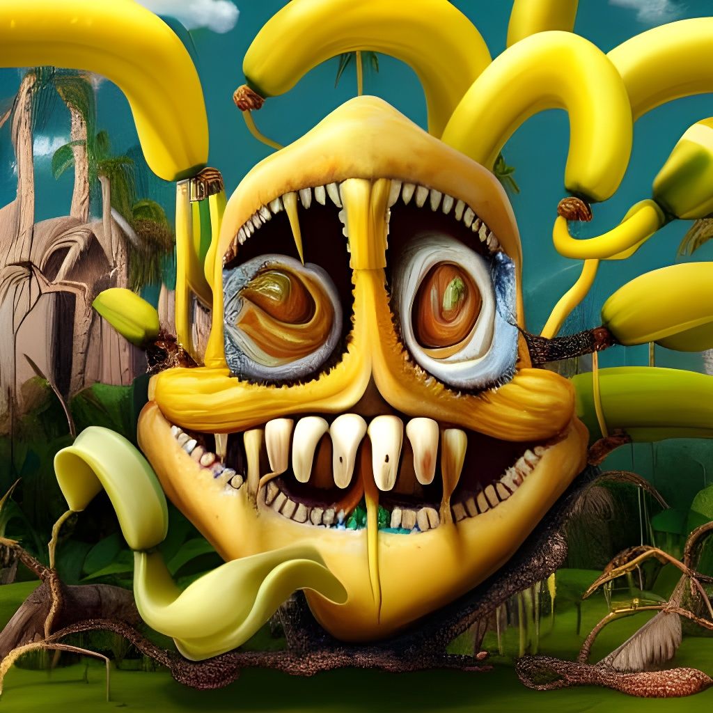 Surreal Banana Teeth: A Detailed Digital Art
