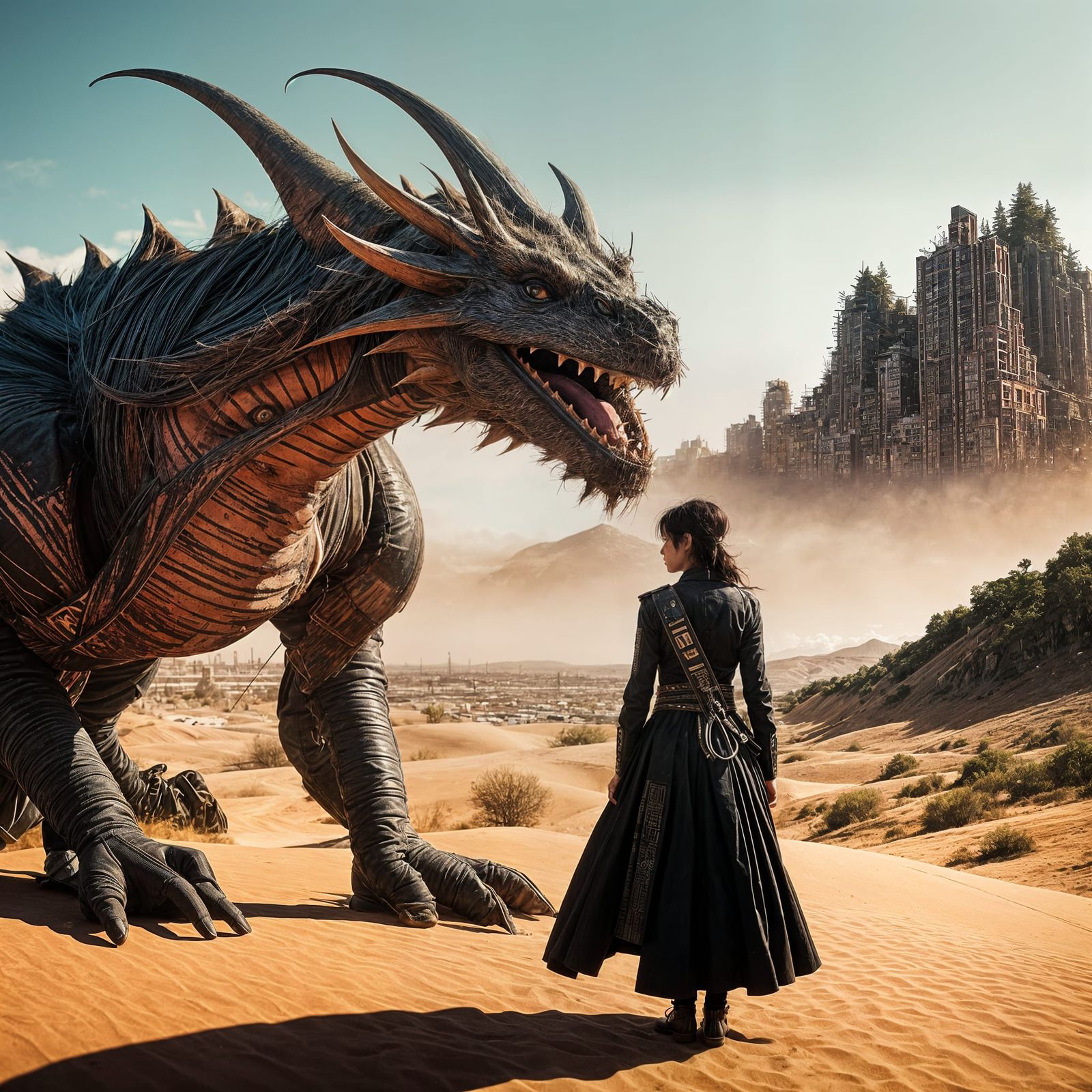 Dragon Rider in Zine Punk Aesthetic