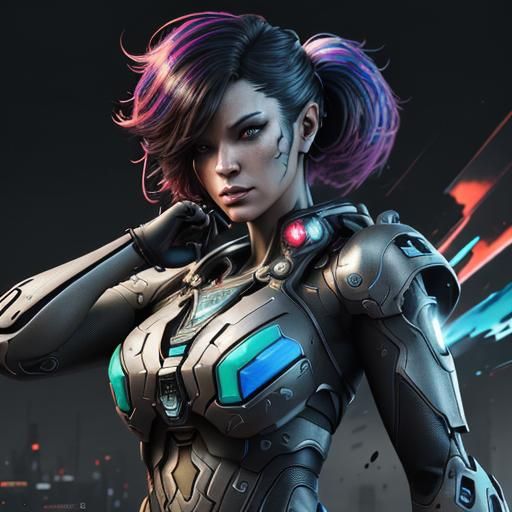 Nintendo Switch Girl in Sci-Fi Graffiti Style