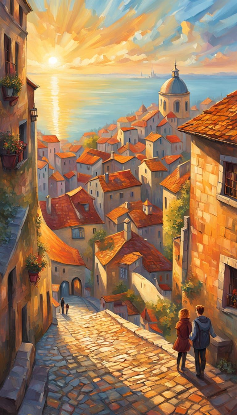 European Vista Impressionistic Oil Painting