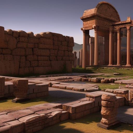 Futuristic Roman Ruins in Timgad: Detailed Matte Painting