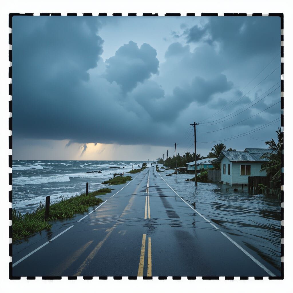 Tuvalu Island Submerged by Stormy Ocean
