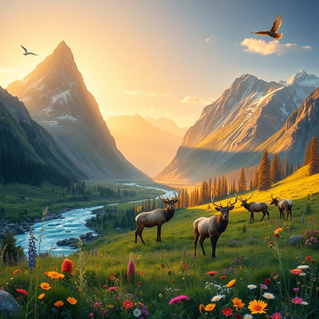 Golden Dawn in Majestic Alpine Landscape