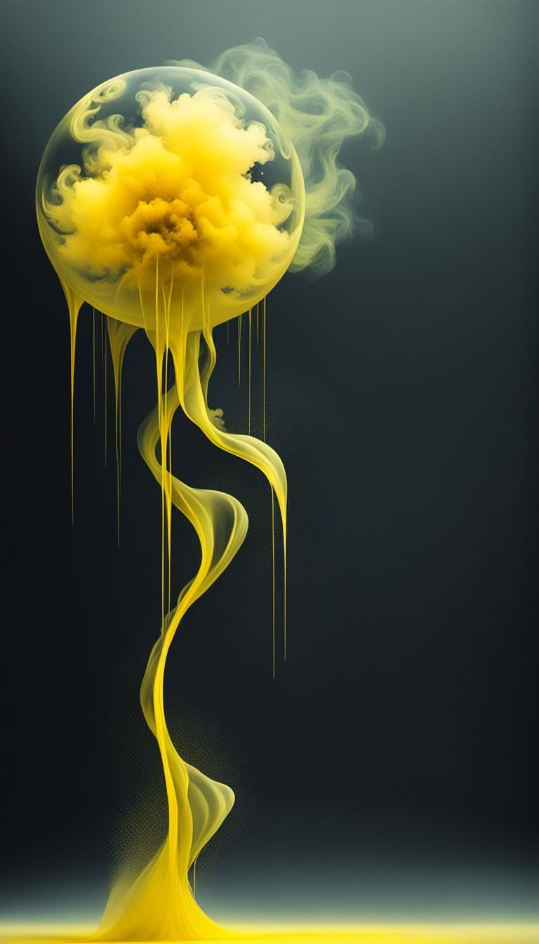 Abstract Surreal Landscape in Galactic Obsidian and Yellow