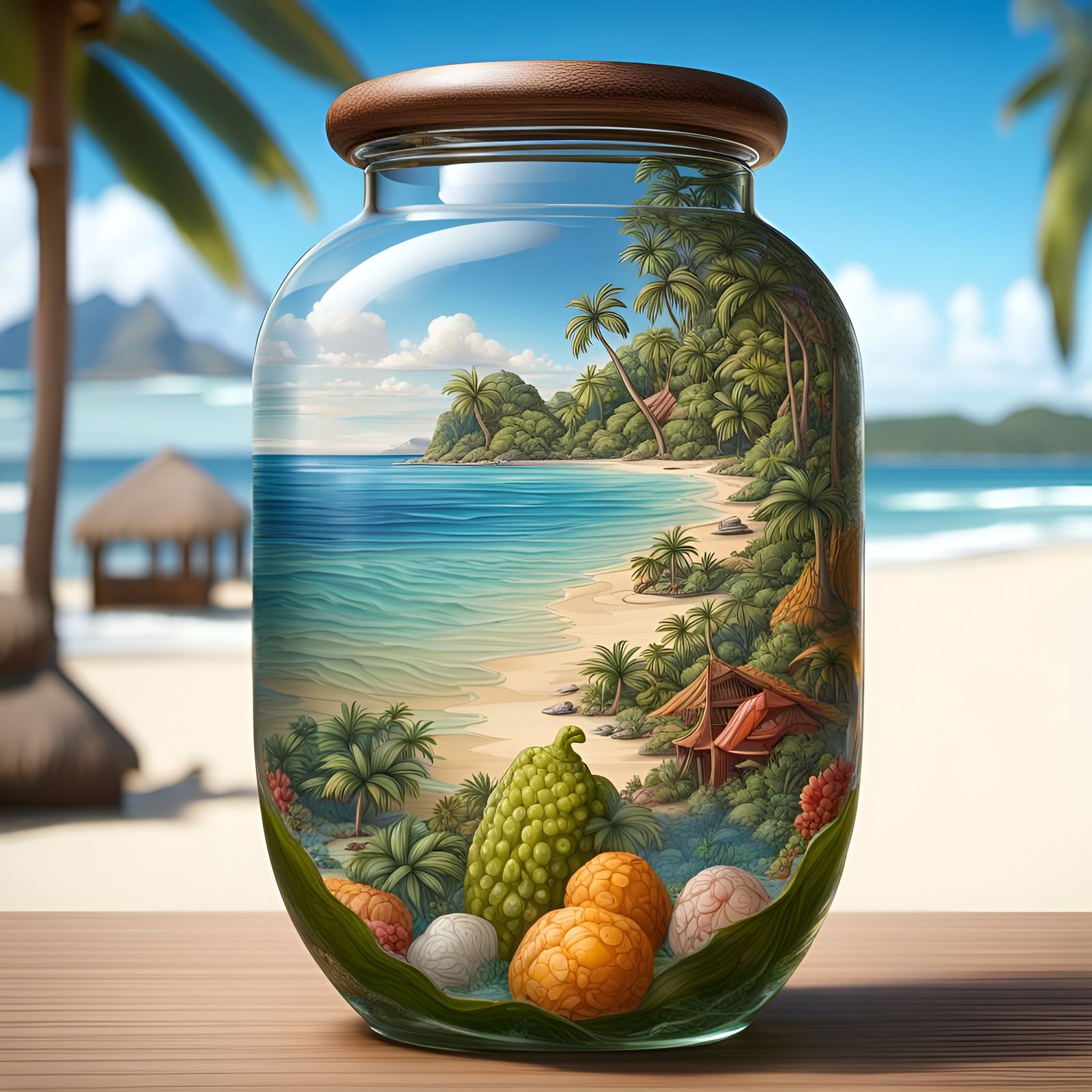 Elaborate Glass Pickle on Exotic Beach