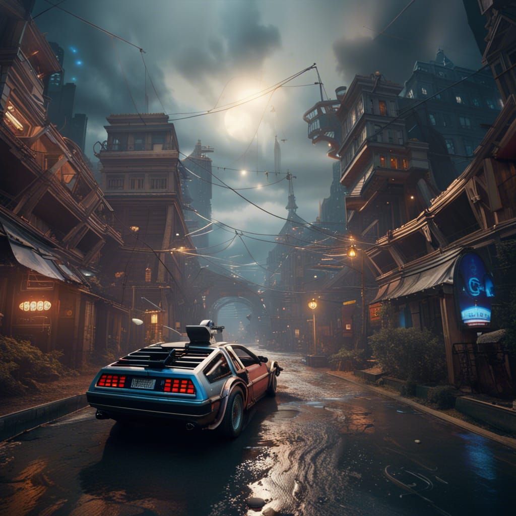 Detailed Matte Painting of Back to the Future