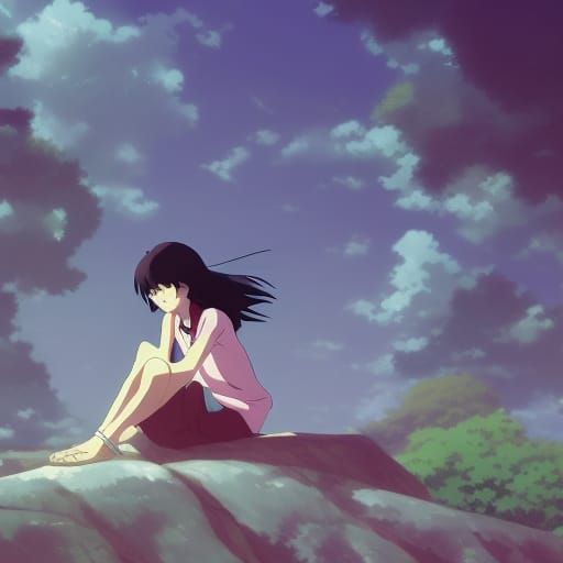 Melancholic Anime Scene in Studio Ghibli Style