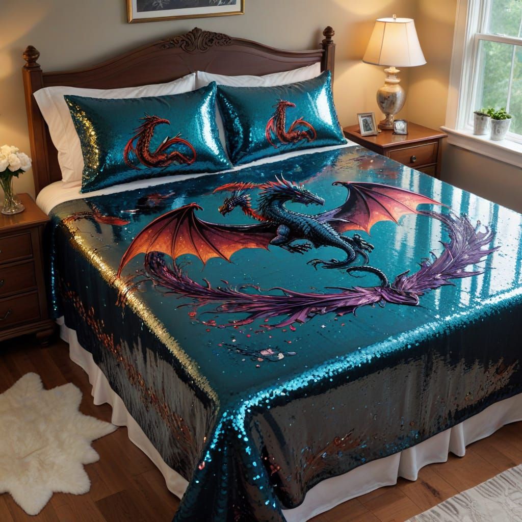 Sequined Tablecloth in Comic Book Art Style