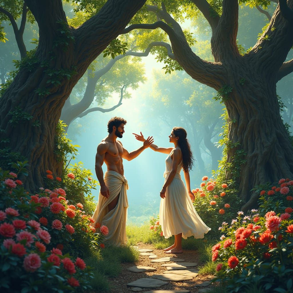 Adam and Eve in Eden: Fantasy Concept Art