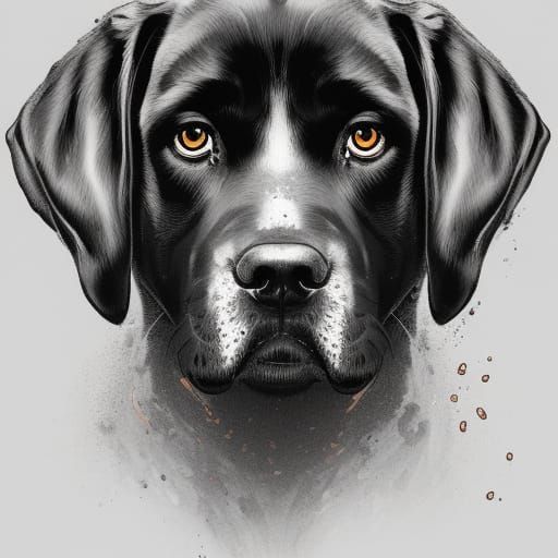 Detailed Portrait of a Black Water Lab Dog
