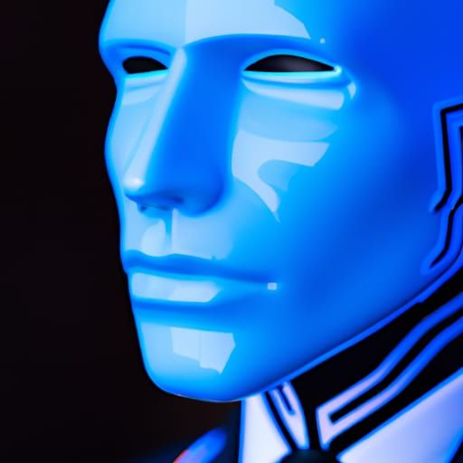 Android with Neon Lines in Cyberpunk Style