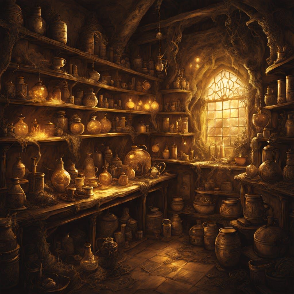 Mystical Wizard's Sanctum in a Whimsical Fantasy Realm