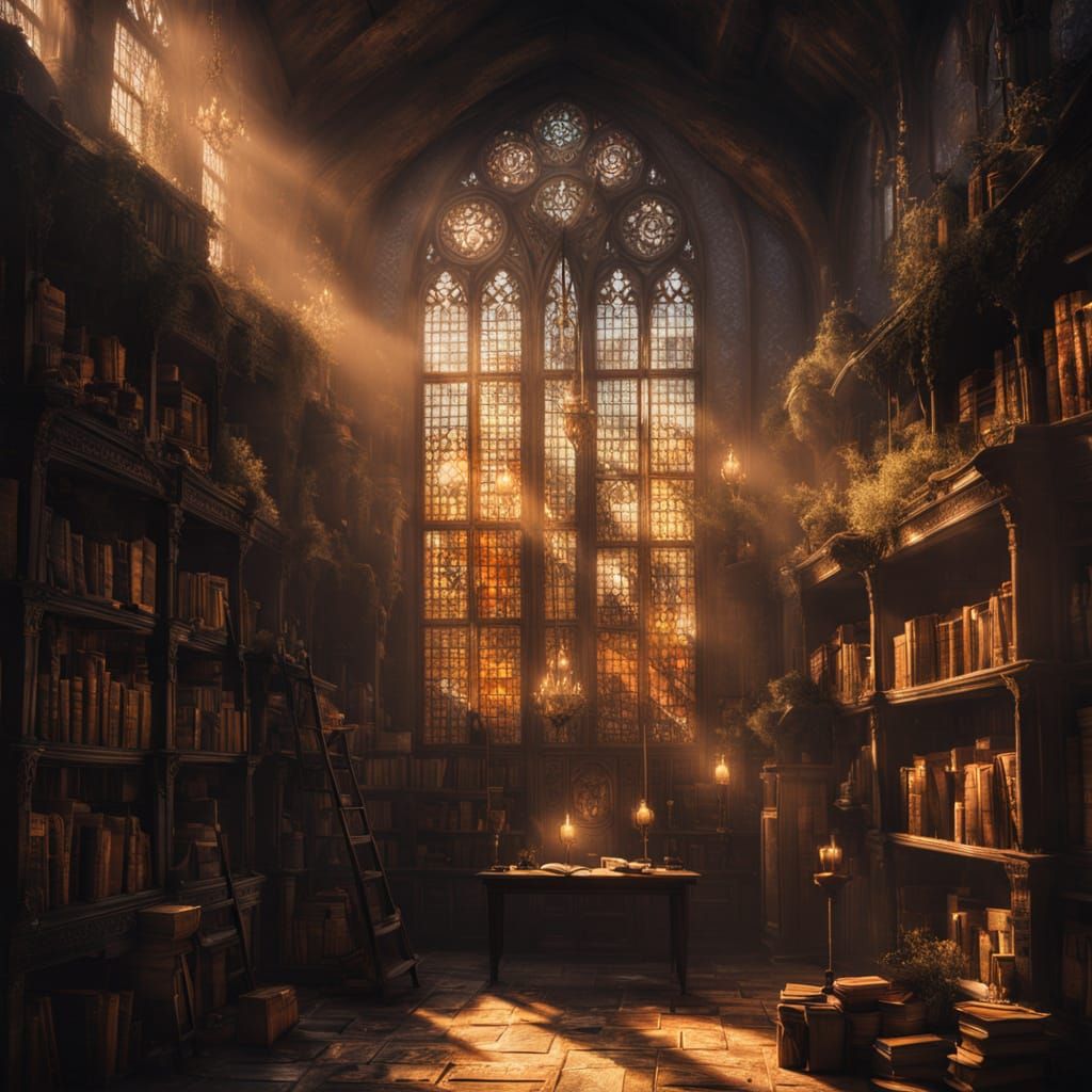 Mystical Wizard's Sanctum in Warm Golden Light