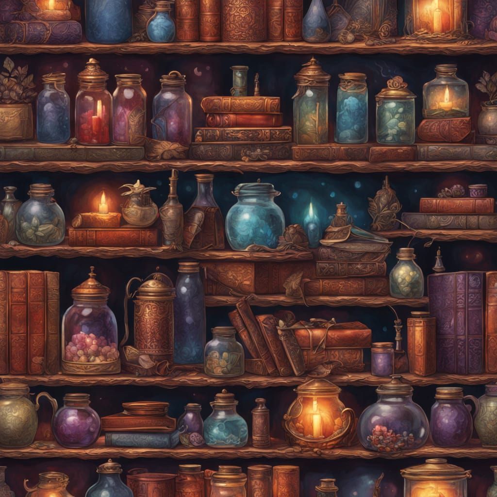 Mystical Wizard's Sanctum in Whimsical Fantasy Style