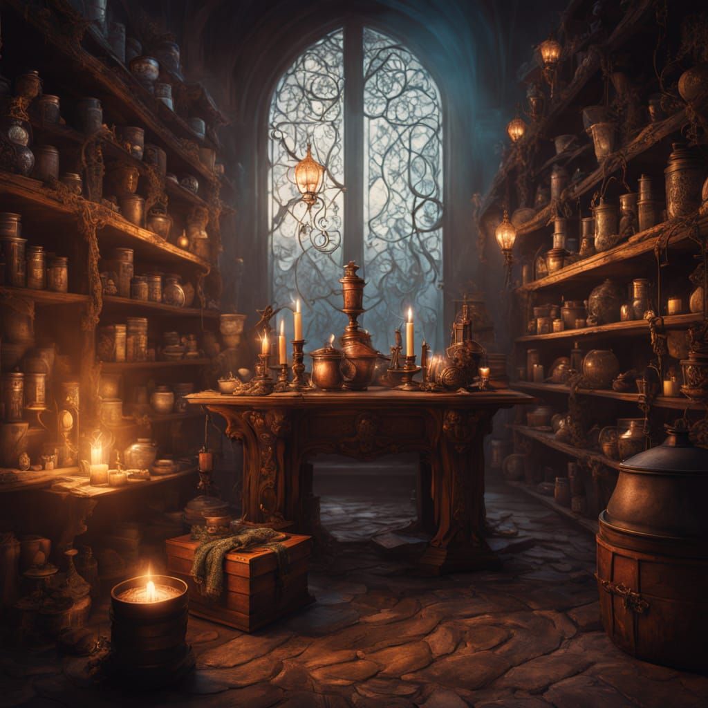 Ethereal Wizard's Sanctum in Warm Golden Light