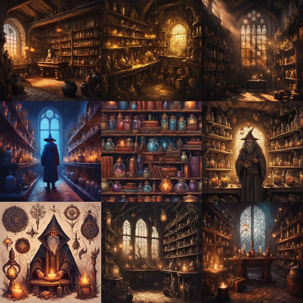 A Wizard's Sanctuary: Ancient Tomes and Mystical Artifacts