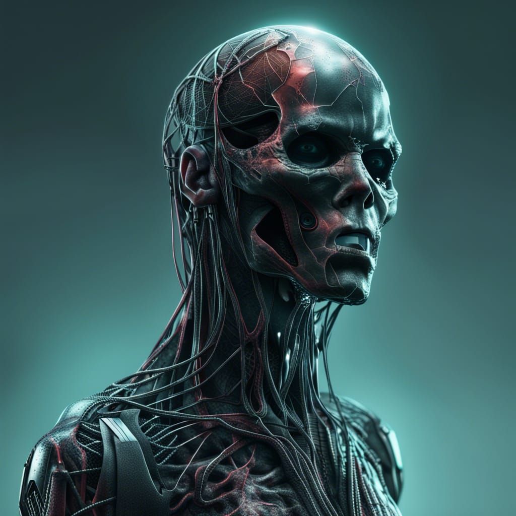 Hyperrealistic Cyborg Dementor in Neon Web Studio