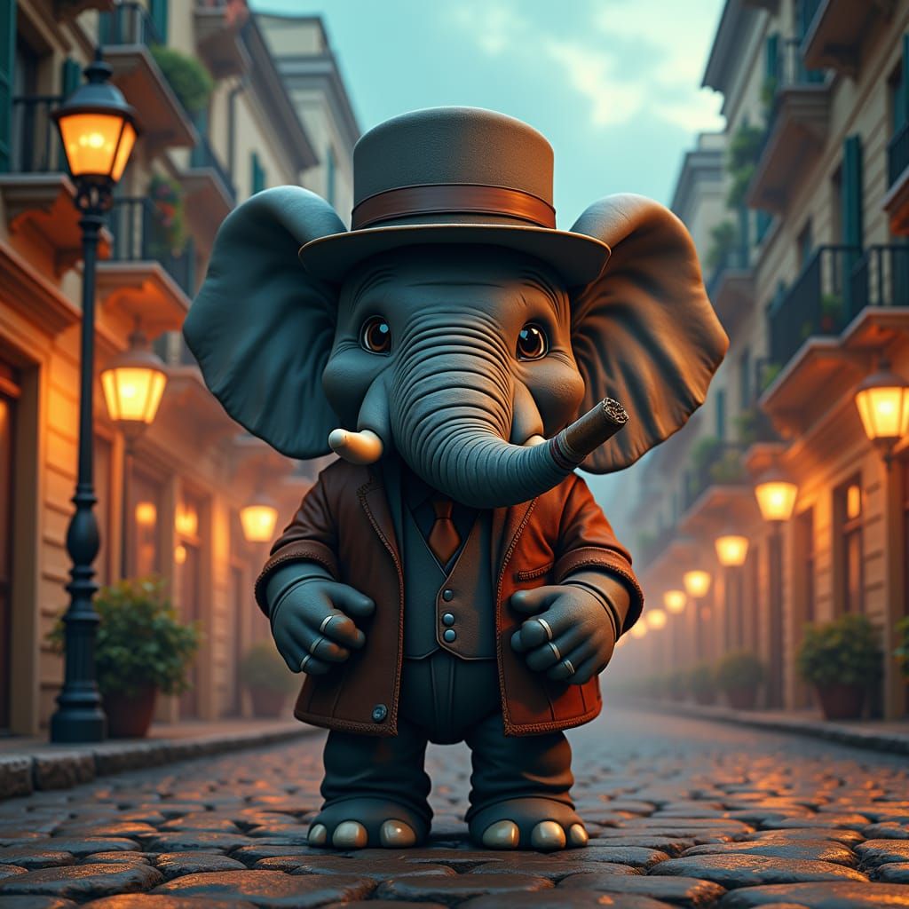 Elephant Logo as Italian Godfather in Hyperrealism