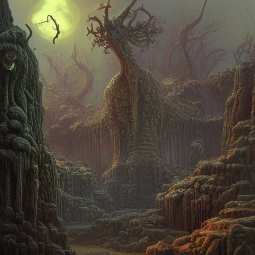 Detailed Hydra in Brutalist Photorealistic 3D Rendering