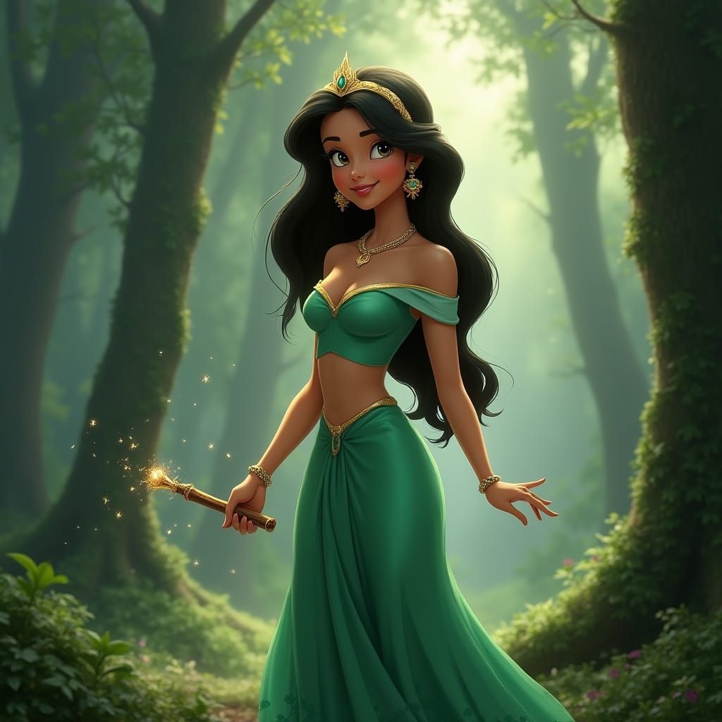 Realistic Jasmine in Enchanted Forest