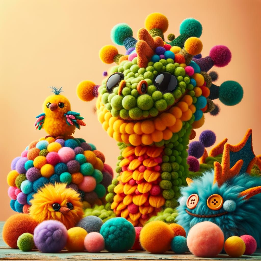 Enchanting Pom-Pom Creatures in a Handmade Felt World