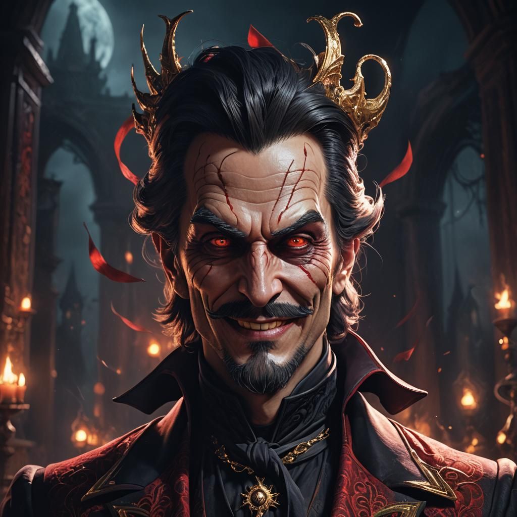 Male Magician Villain Close-Up in Anime Fantasy Style