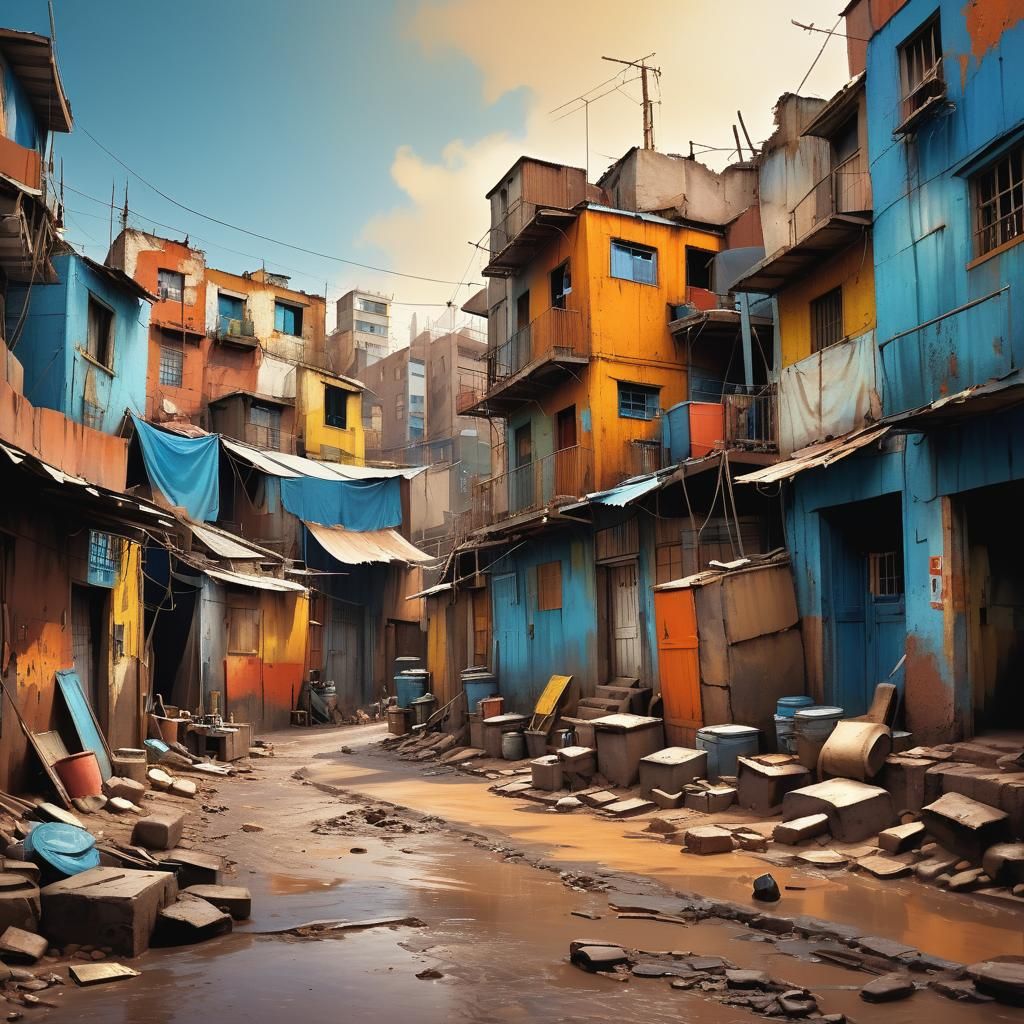 Buenos Aires Shanty Town: Vibrant Matte Painting