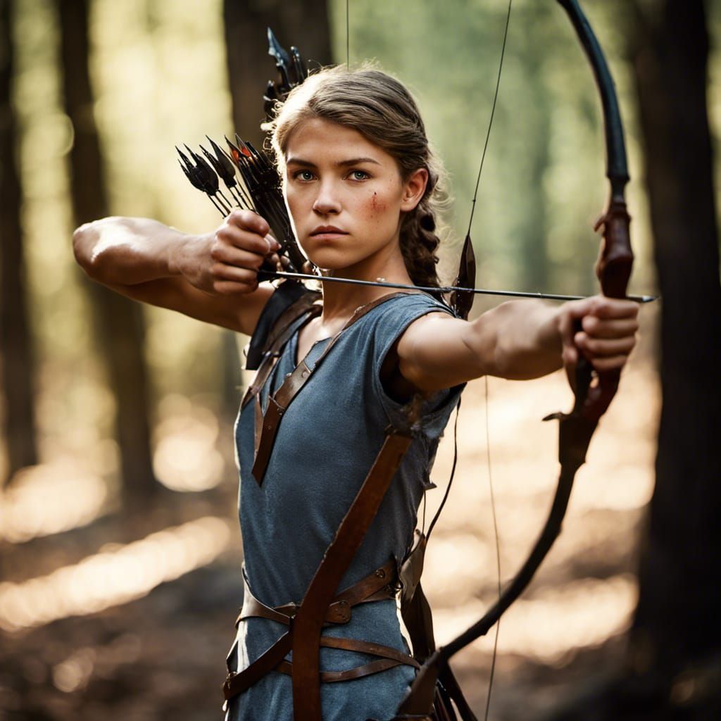 Teenage Archer Portrait in Forest with Diffuse Light