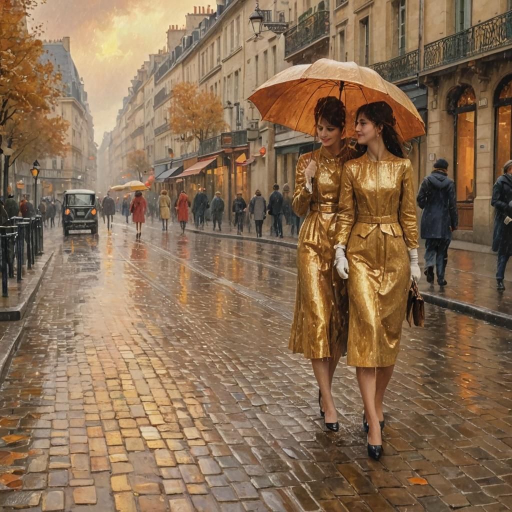 Impressionist Paris Street Scene at Golden Hour