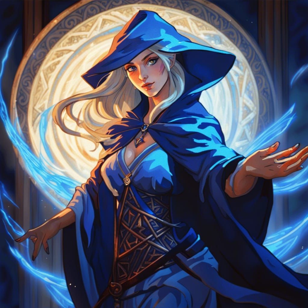 Medieval Sorceress Portrait with Runic Magic