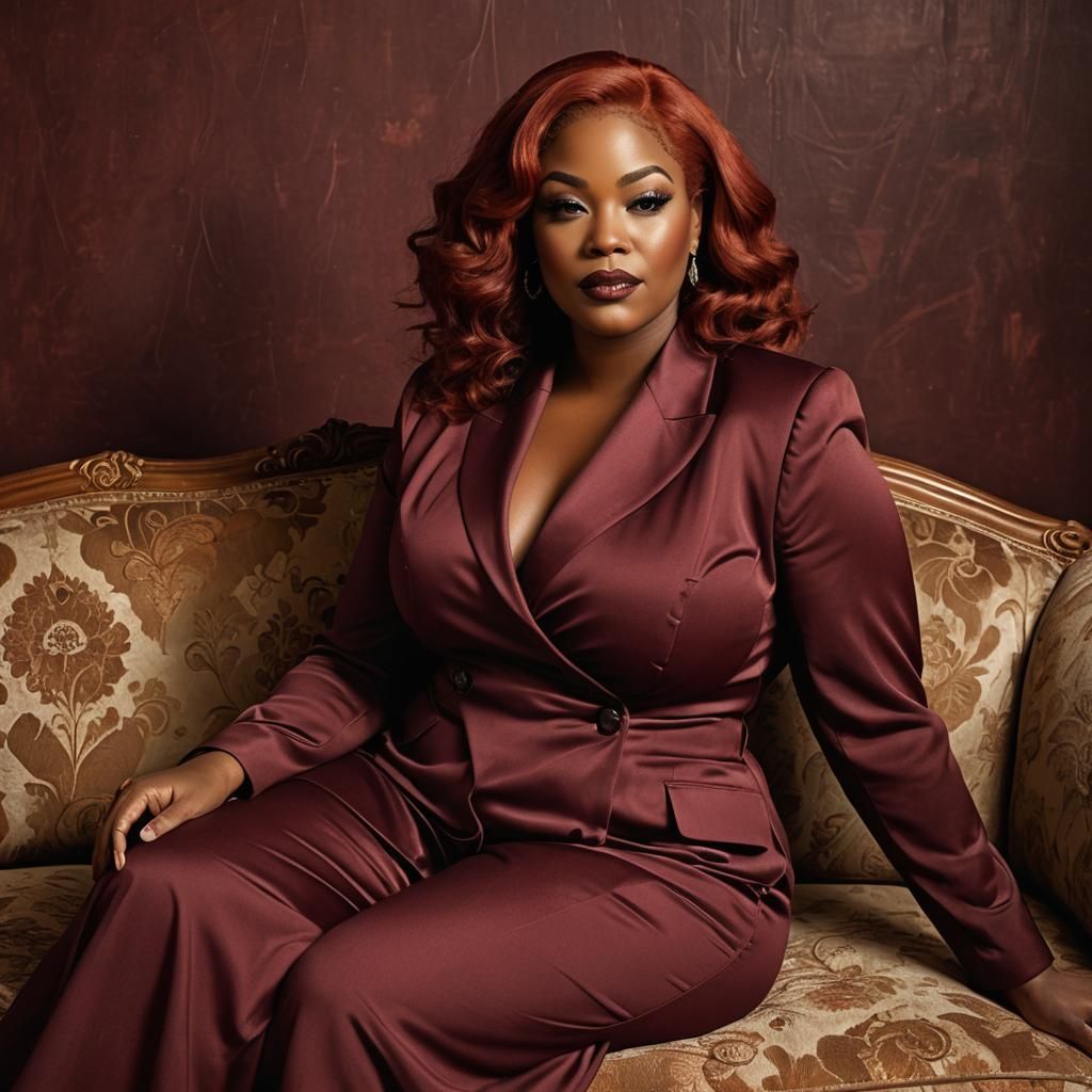 Elegant Woman and Man in Burgundy Setting