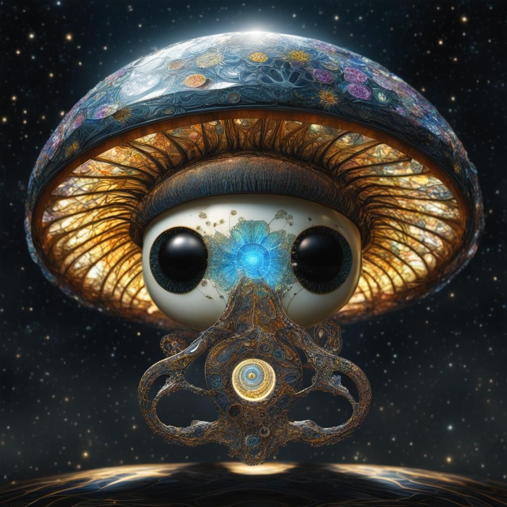 Steampunk Stained Glass Flower in Space