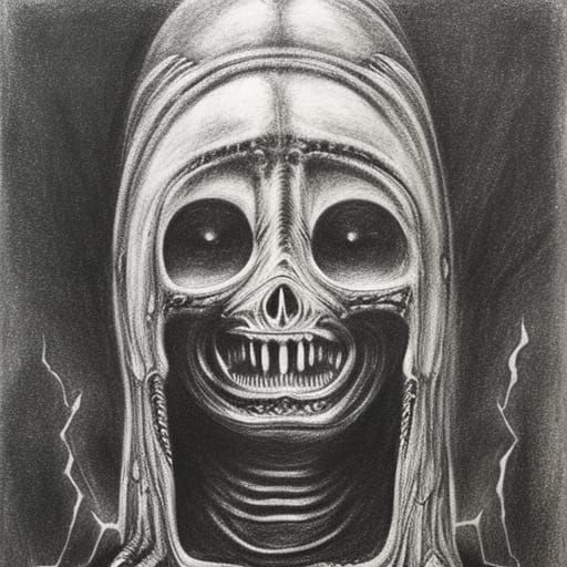 Cthulhu Rising: A Giger-esque Charcoal Sketch