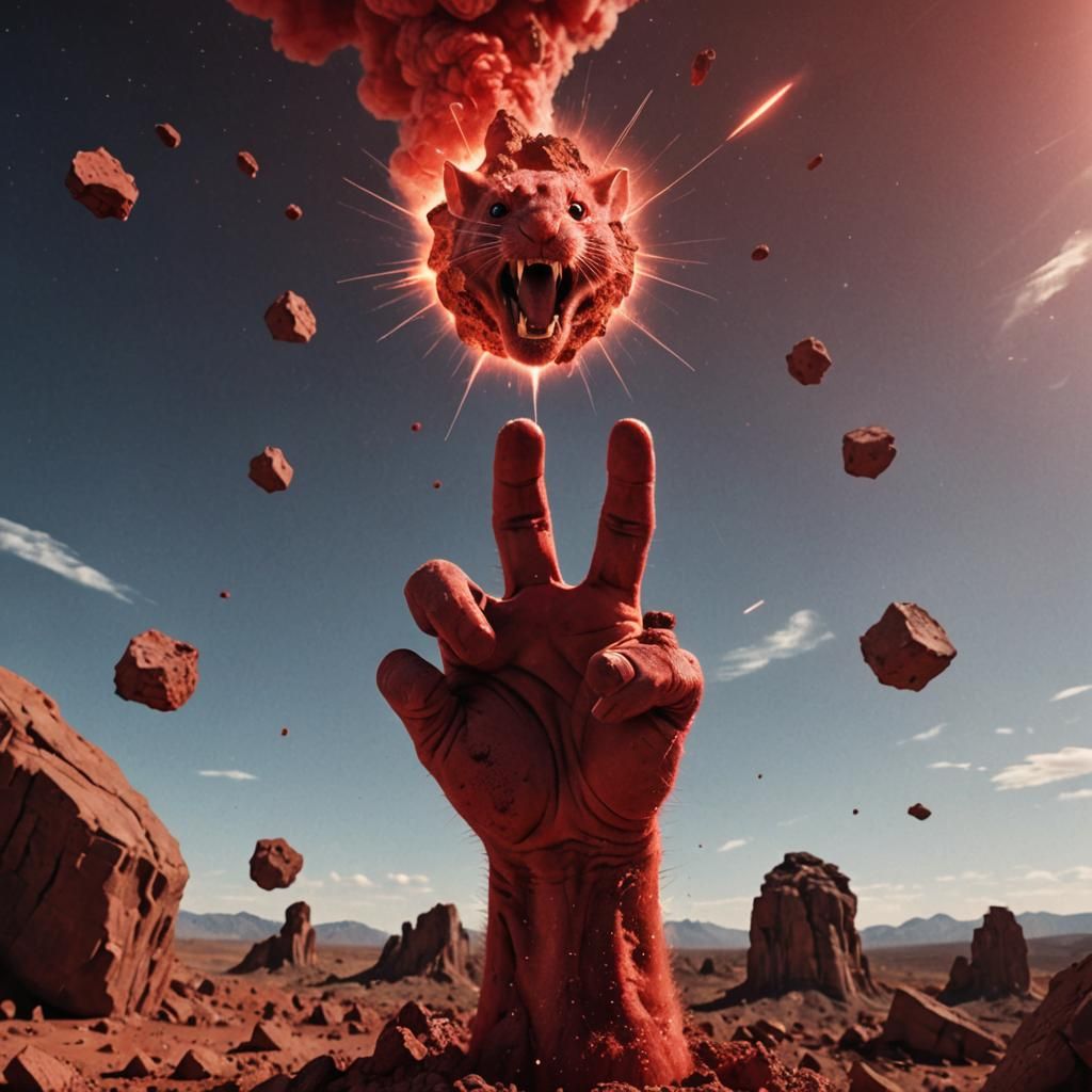 Furious Mice Witness Earth's Destruction by Red Meteor