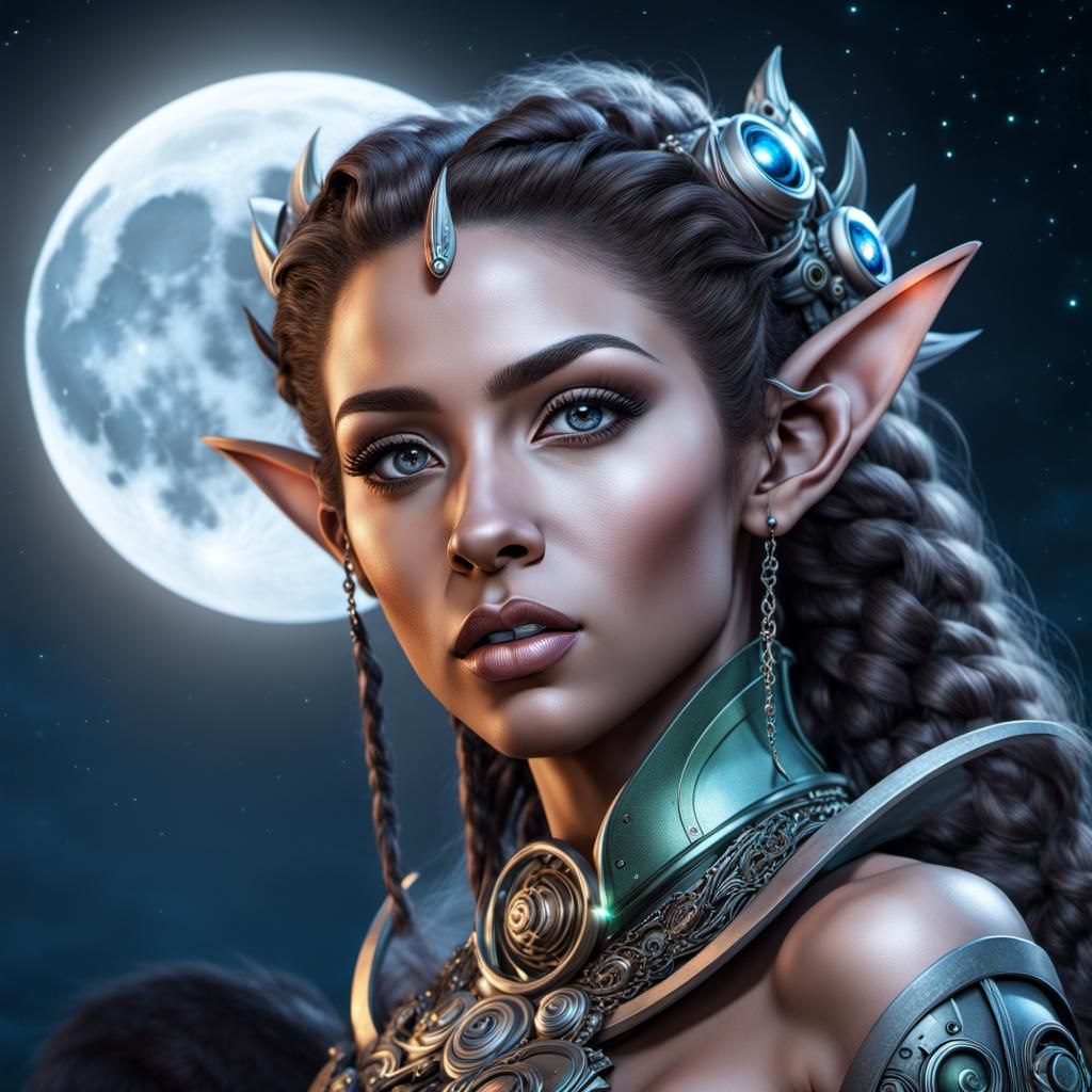 A portrait of a moon elf
