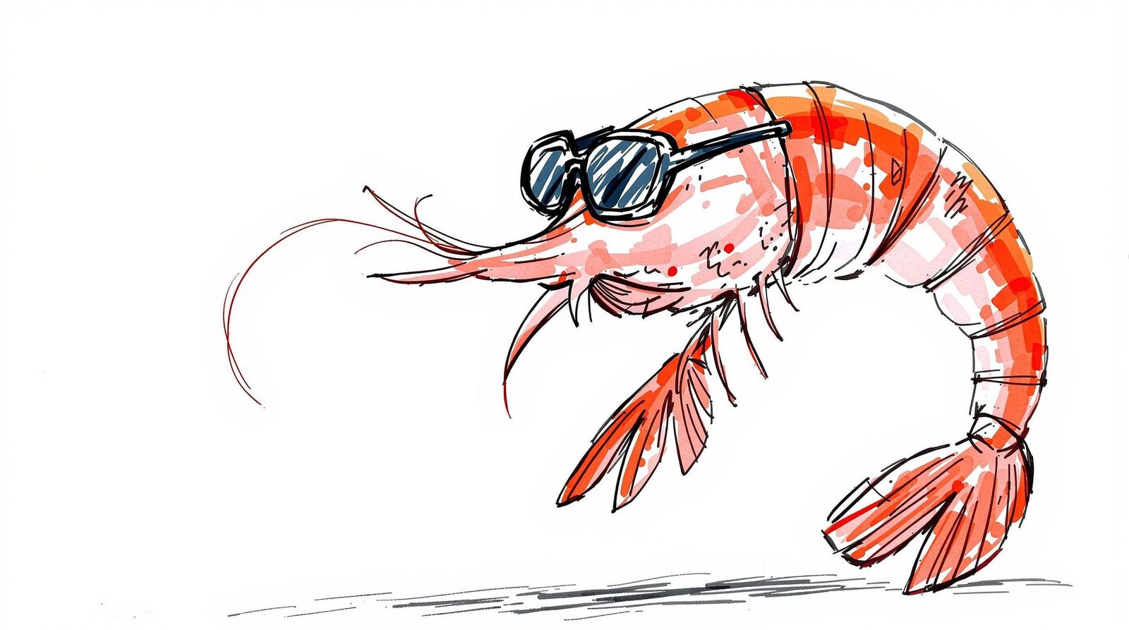 Whimsical Cartoon Shrimp in Diary of a Wimpy Kid Style