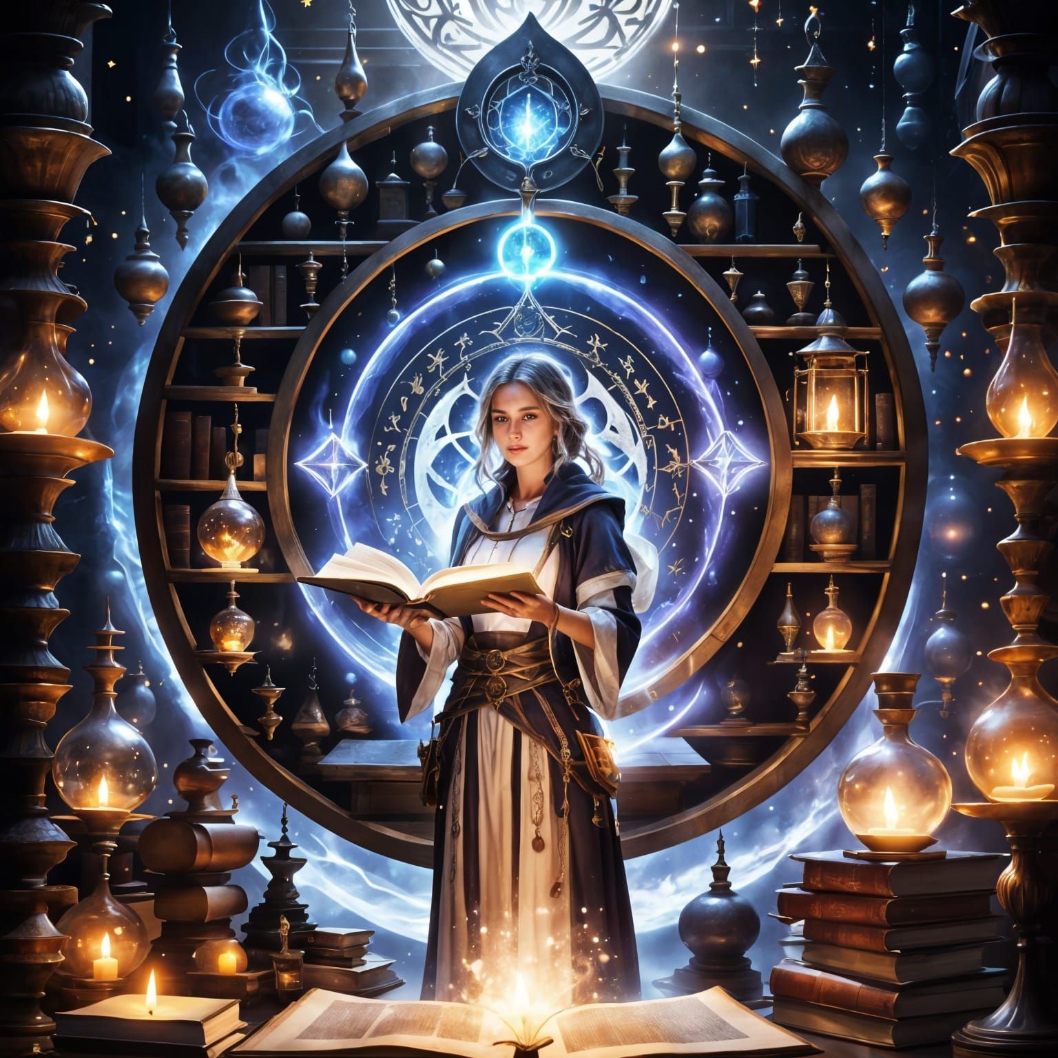 Mysterious Alchemist Conjuring Magic Orb