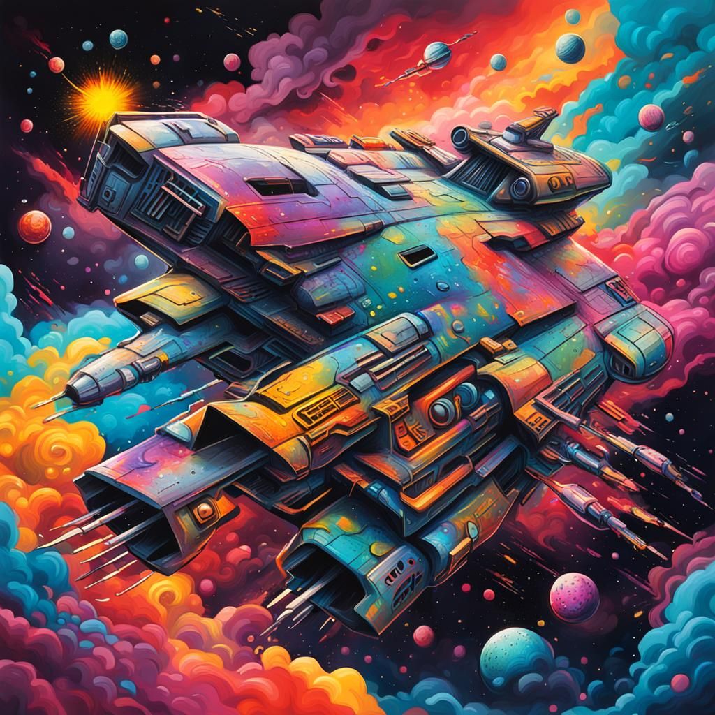Colorful Space War Graffiti Art