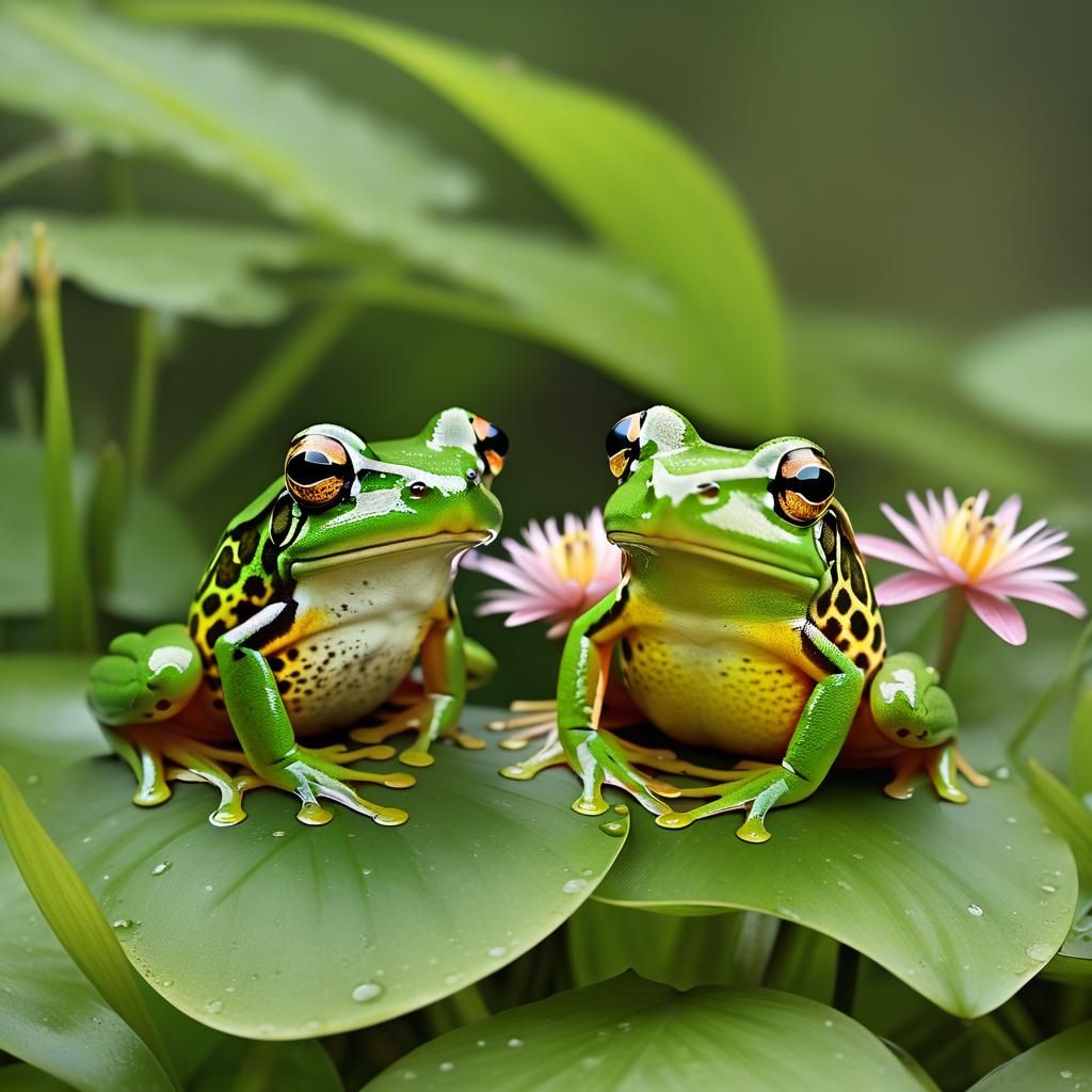 Enchanting Frogs Frolicking in Fantasy Landscape